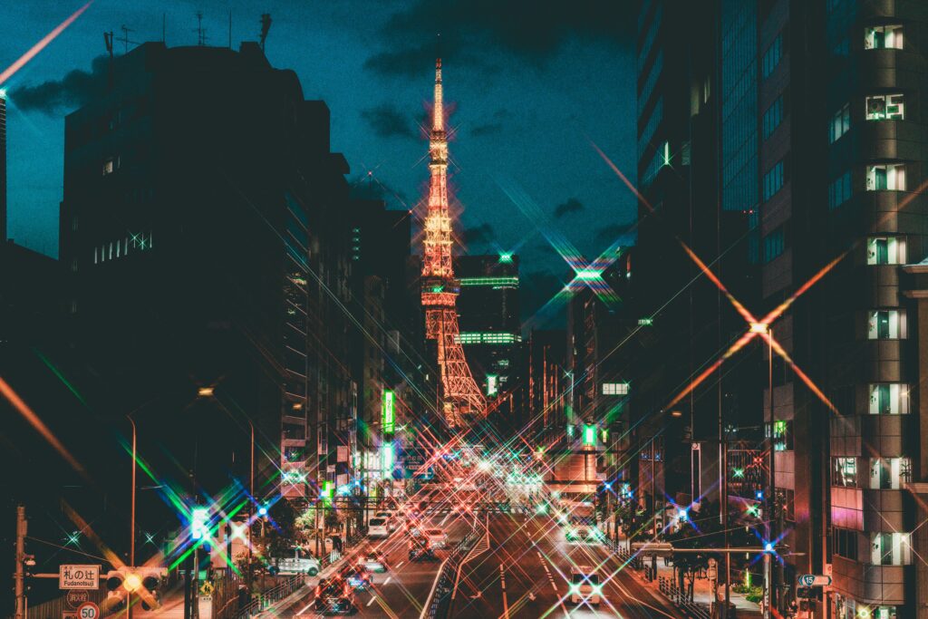 クロスフィルターのかかった東京タワー