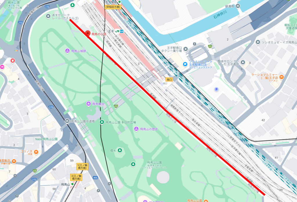 飛鳥の小径を表す地図