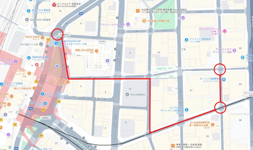 池袋東口フォトウォークマップ