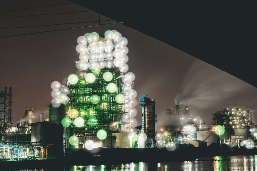 玉ボケを入れた工場夜景