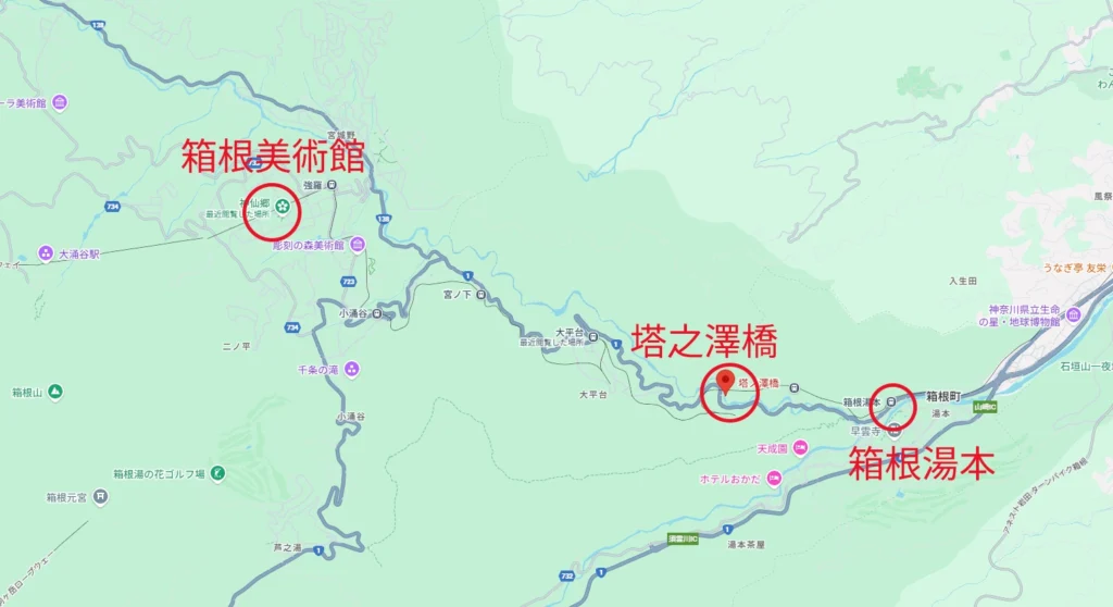 塔之澤橋の場所